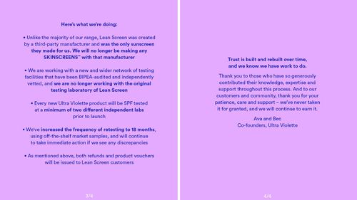 The 2nd half of nan Ultra Violette Lean Screen statement.