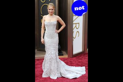 <i>Frozen</i> star Kristen Bell gives the Ice Queen a run for her money in this cool toned gown. But it's a bit too safe for our liking.