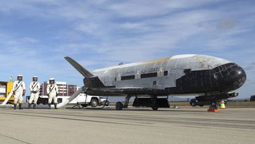 X-37B Orbital Test Vehicle at NASA&#x27;s Kennedy Space Centre in Florida.