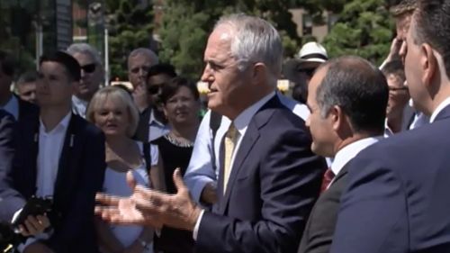 Mr Turnbull addressed the crowd at the Geelong foreshore. (9NEWS)