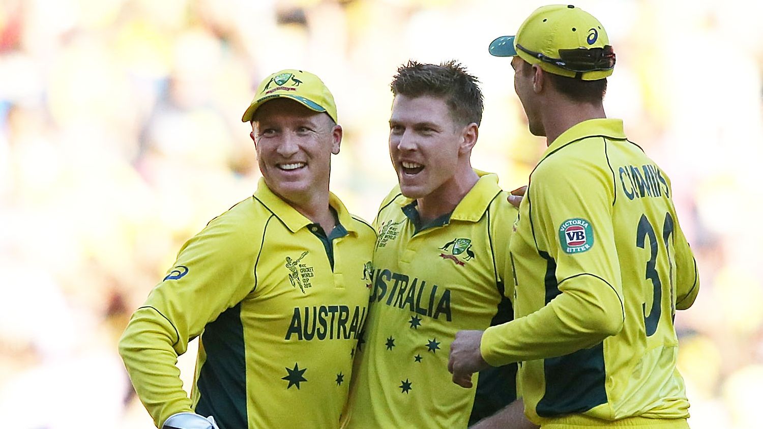 Brad Haddin gives Grant Elliott a send off during the 2015 Cricket World Cup final.