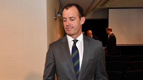 Channel Ten CEO Paul Anderson leaves the creditors meeting at the Marriott Hotel in Sydney. (AAP)