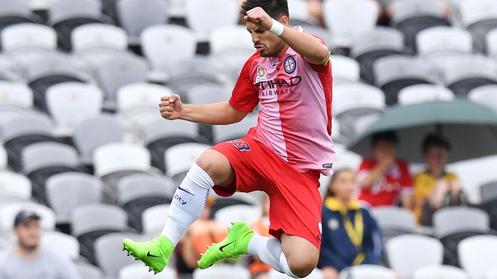 Melbourne City's Bruno Fornaroli in action against Central Coast Mariners in the A-League.