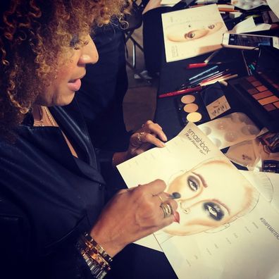 Smashbox Global Lead Pro Artist Lori Davis works on planning a makeup look.