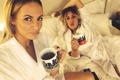 @samantha_jade_music: "Tea Time ! Packed and ready for L.A with my bestie :) @mandeller"