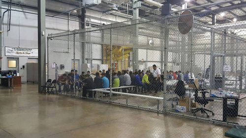 US Customs and Border Patrol showing people inside a United States Border Patrol Processing Center in McAllen, Texas, USA. (AP)