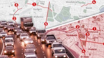 Top 5 worst congested roads in Sydney and Melbourne