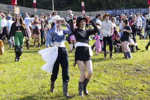 Festival-goers are seen during Splendor in the Grass 2022 at North Byron Parklands on July 23, 2022 in Byron Bay, Australia.