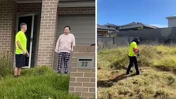 Tim Parker helps out a resident with an overgrown lawn on &#x27;Free Mow Friday&#x27;.