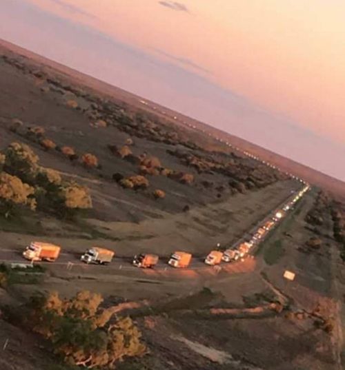 The 125-truck convoy covered a possibly record breaking 1860km journey. (Facebook)