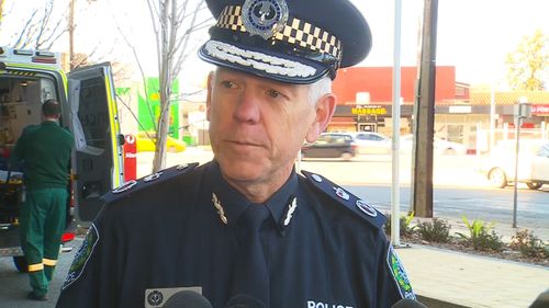 South Australia Police Commissioner Grant Stevens was involved in a first-aid situation at a press conference.