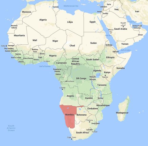 Namibia lies in southwest Africa. (Image: Google Maps)