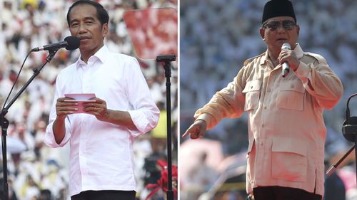 Indonesian President Joko Widodo, left, and his challenger in the upcoming election Prabowo Subianto during their campaign rallies in Jakarta.