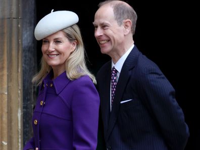 WINDSOR, ENGLAND - MARCH 31: Sophie, Duchess of Edinburgh and Prince Edward, Duke of Edinburgh attend the Easter Mattins Service at Windsor Castle on March 31, 2024 in Windsor, England. (Photo by Chris Jackson/Getty Images)