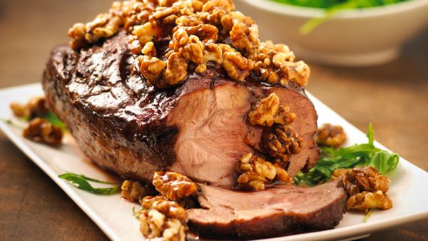 Coca-Cola pork roast with candied walnuts