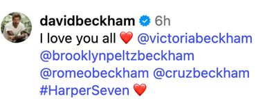 David Beckham instagram comment