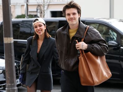 Jackie Apostel and Cruz Beckham are seen during the Haute Couture Spring Summer 2026 as part of Paris Fashion Week on January 26, 2026 in Paris, France.