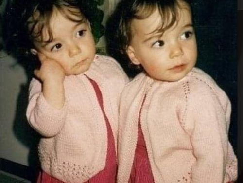 Identical twins Gillianne Gogas and Nicole Patrikakos were born together - and now the sisters have given birth together in mind-bogging synchronicity.