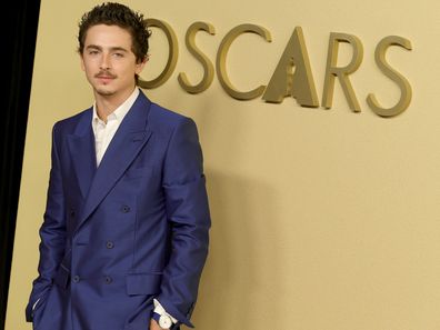 Timothée Chalamet at the 2026 Oscar Nominees Luncheon at The Beverly Hilton on February 10, 2026.