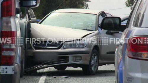 The sedan collided with a truck in Croydon this morning. (9NEWS)