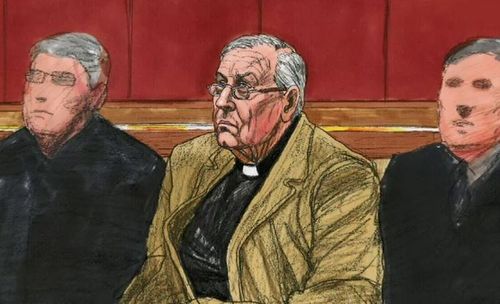 Cardinal George Pell in court. 