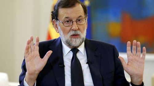 Spanish PM Mariano Rajoy during a TV interview. (AAP)