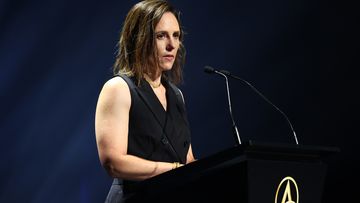 Netball Australia CEO Kelly Ryan speaks during the 2023 Australian Netball Awards.