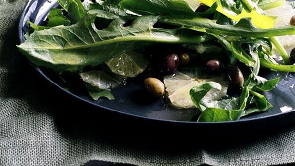 Chicory with lemon and wild olives