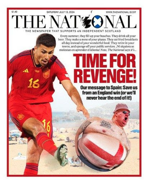 The editor of a Scottish newspaper has apologised for a widely criticised front-page image that leaned on "lazy stereotypes" in the days before the Euro 2024 final.