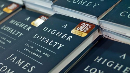Former FBI director James Comey's book 'A Higher Loyalty'. (AP).