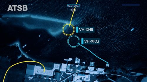 The flight paths of the two helicopters involved in the Gold Coast Sea World chopper crash.