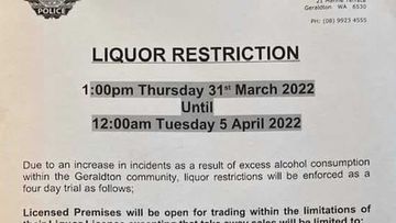 The notice listed types of cask wine which could no longer be sold in Geraldton.
