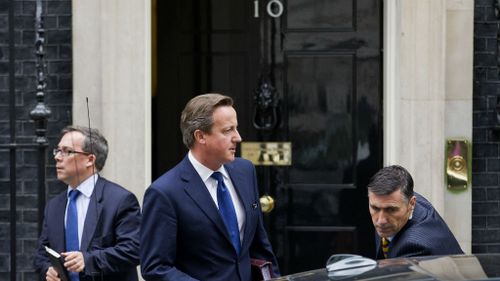 British Prime Minister David Cameron leaves 10 Downing Street in central London. (Getty Images)