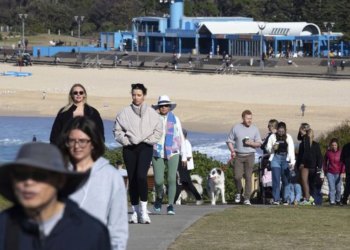 Locals enjoy the fine weather at Maroubra in Sydney, ahead of rain and wind.