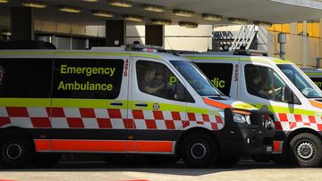 Ambulances line up near a NSW hospital entrance.