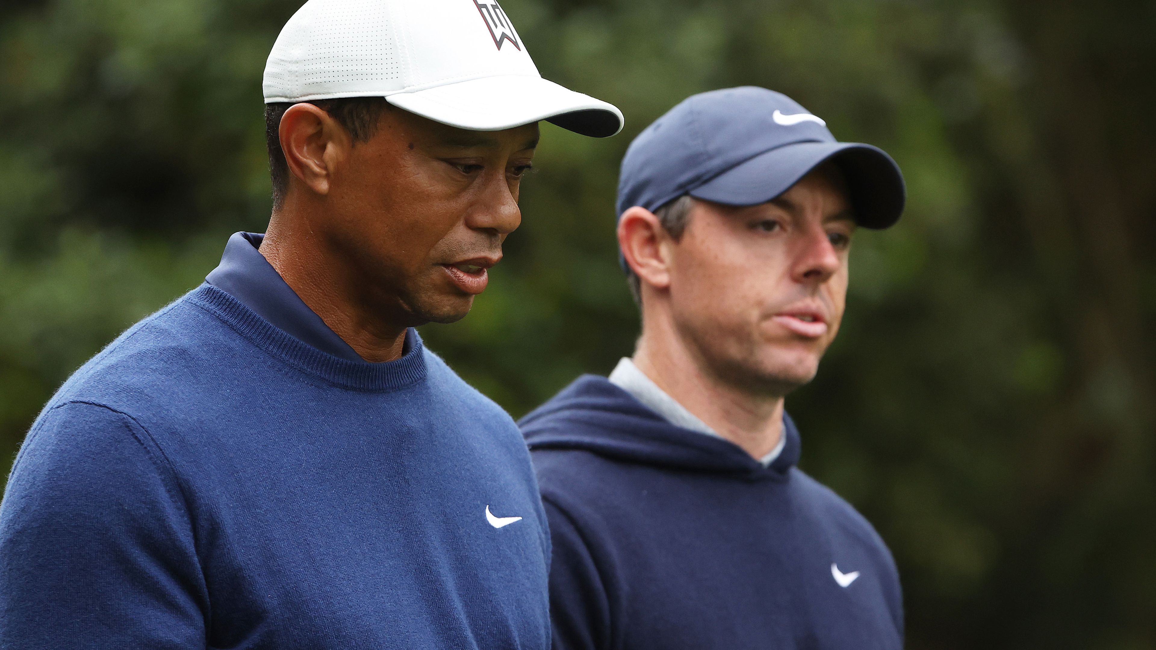 Tiger Woods of the United States and Rory McIlroy of Northern Ireland.
