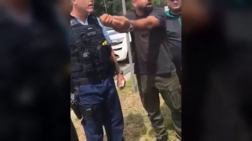 The man asks the officer to 'show some respect'. (Supplied)