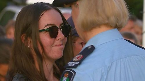 Survivor of the Wieambilla police shooting, Constable Keely Brough, embraces Queensland Police Assistant Commissioner Charysse Pond.