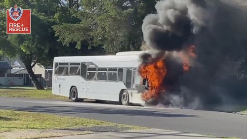 A huge fire has broken out on bus in Umina on NSW Central Coast.