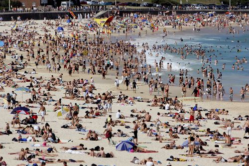 Beaches including Bondi Beach (pictured) are expected to be packed today. (AAP)