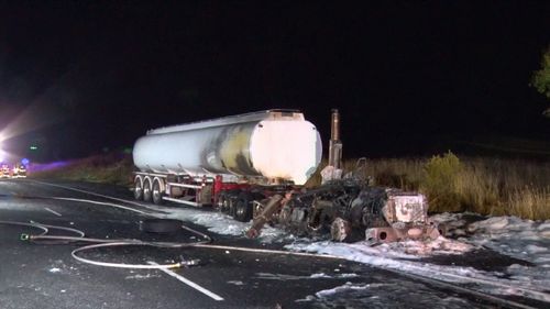 Firefighters managed to protect the tanker itself from fire, containing the blaze to the truck's cabin.