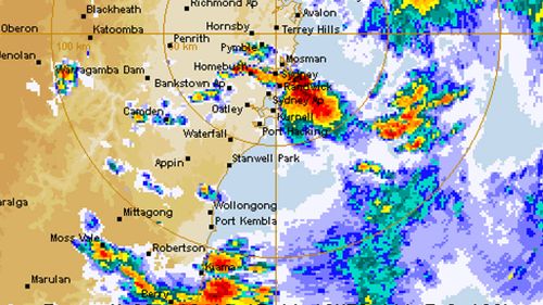 The storm as it approached Sydney. (Bureau of Meteorology)