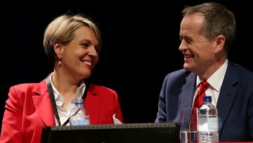 Tanya Plibersek with leader Bill Shorten at the ALP Conference today. (AAP) 