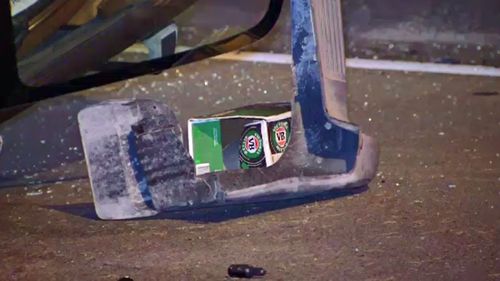 An empty carton of Victoria Bitter beer could be seen under the car. However police were unable to confirm if it came from one of the vehicles.