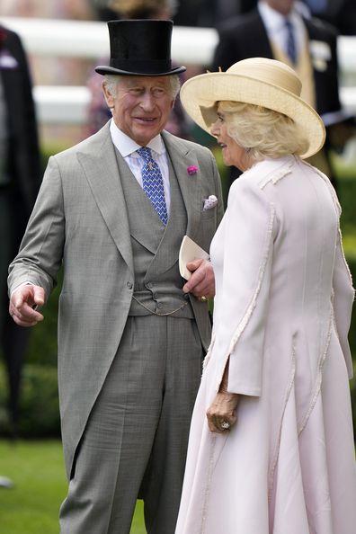 King Charles III and Camilla, the Queen Consort arrive for day two of the Royal Ascot horse racing meeting, at Ascot Racecourse in Ascot, England, Wednesday, June 21, 2023 