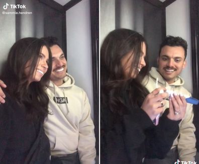 TikTok pregnancy announcement in photobooth.