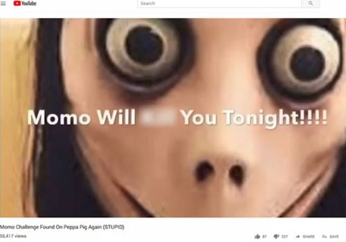 A screenshot of a Momo image that reportedly appeared in a Peppa Pig video on YouTube.
