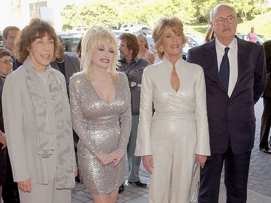 ATLANTA - June 9: The stars of the movie "9 to 5", (L to R) Lily Tomlin, Dolly Parton, Jane Fonda and Dabney Coleman reunite for the 8th Annual Georgia Campaign for Adolescent Pregnancy Prevention gala June 9, 2003 in Atlanta, Georgia.  (Photo by Erik S. Lesser/Getty Images)