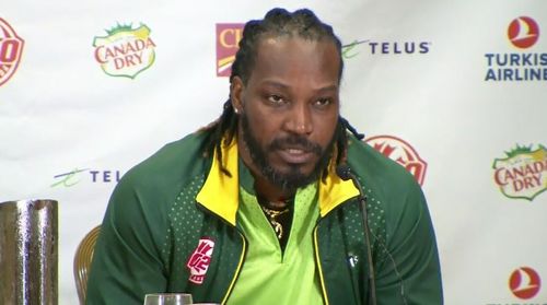 West Indies player Chris Gayle is getting into the action in Canada. Picture: 9NEWS