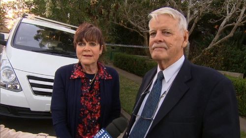 Neighbours Gale and Robert Meagher told 9NEWS the body was found under a rug in the home. Picture: 9NEWS